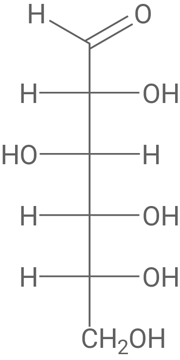 Chemische Strukturformel eines Moleküls mit Hydroxylgruppen und einer Carbonylgruppe.